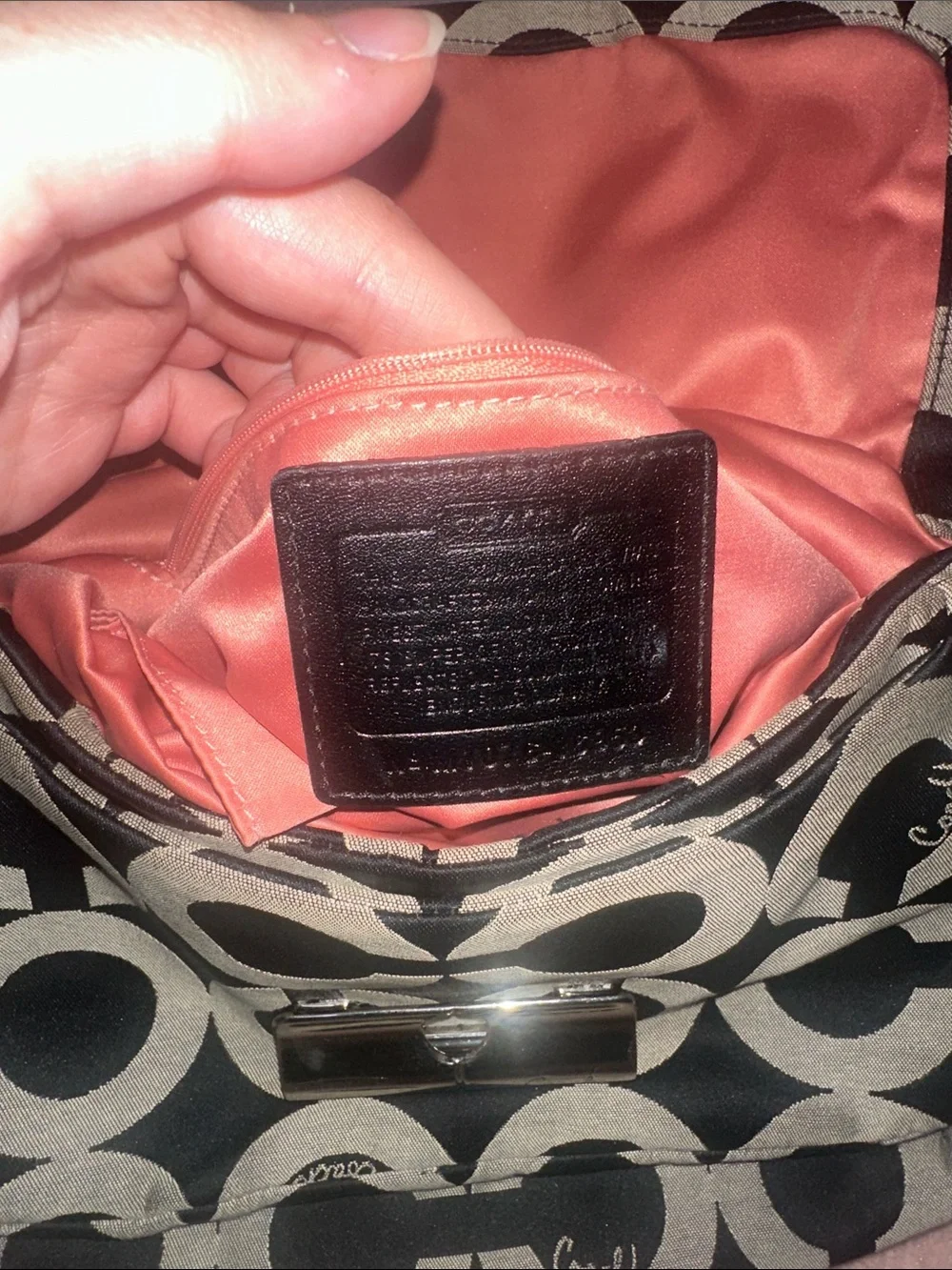 Coach Kristin Signature Op Art Hobo Shoulder Bag C Logo Print Pink Interior Y2K